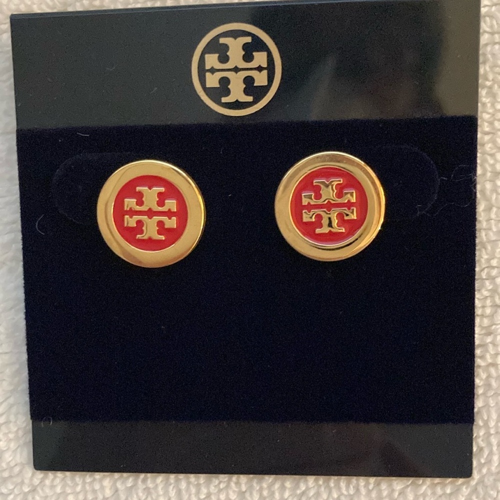 New – price reduction, final sale, Tory Burch, enamel stud logo earrings